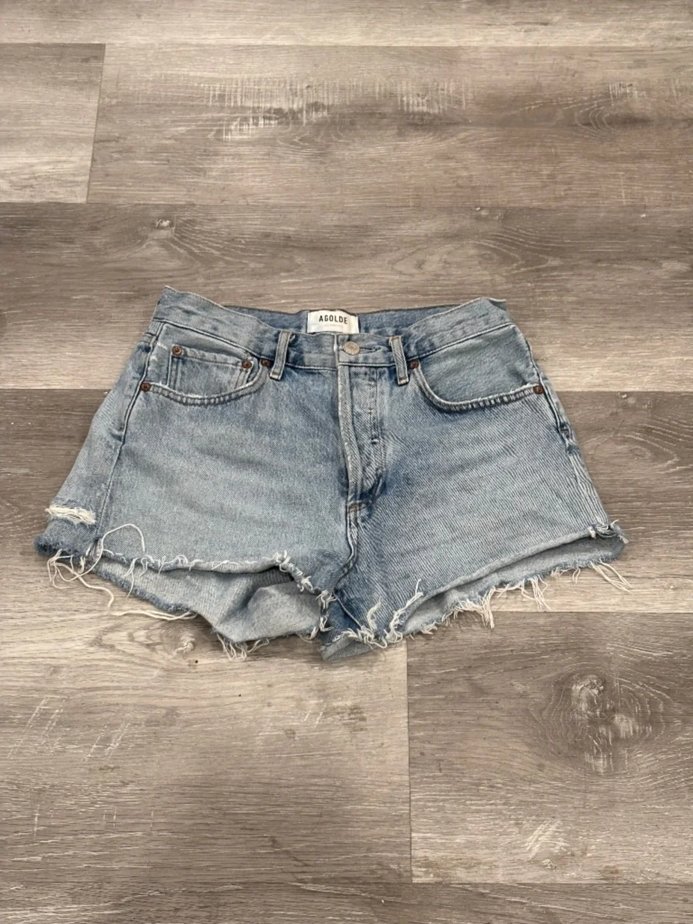 Agolde Parker High Rise Cutoff Distressed Denim Shorts Swapmeet Womens 24